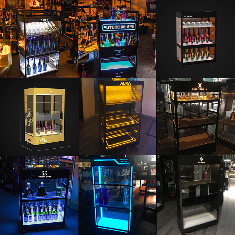 定制发光酒柜酒吧夜场ktv酒店高档斜边香槟杯柜子vip洋酒香槟酒柜