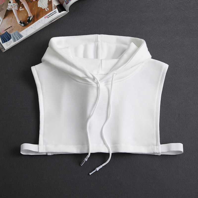 新款春秋冬卫衣帽假领帽子棉黑白条纹百搭连帽假衣领装饰领假领