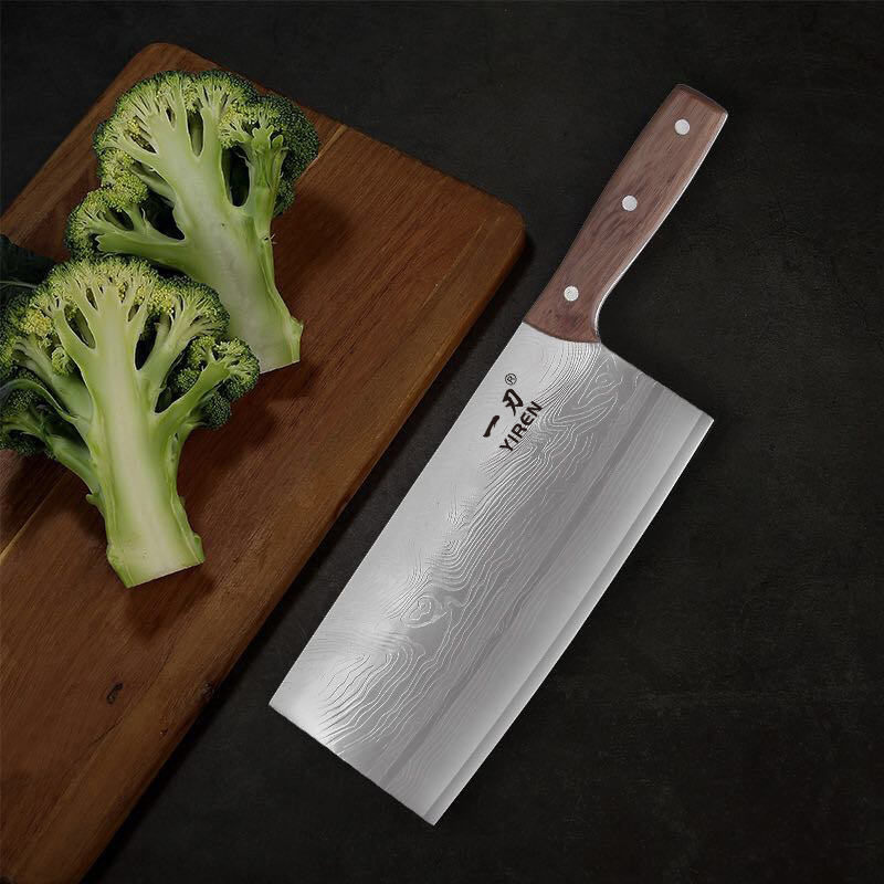 龙纹桑刀家用切肉酒店切片刀锻打厨师用刀不锈钢菜刀锤纹厨房刀具