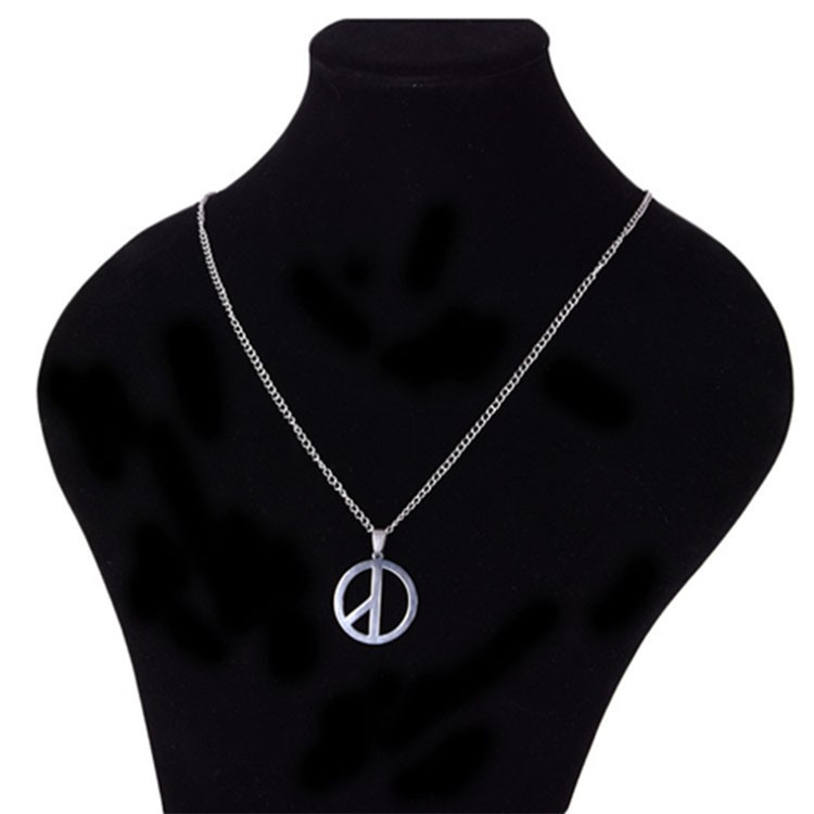 潮人gd反战和平标志同款潮流嘻哈蹦迪情侣钛钢项链男吊坠配件批发