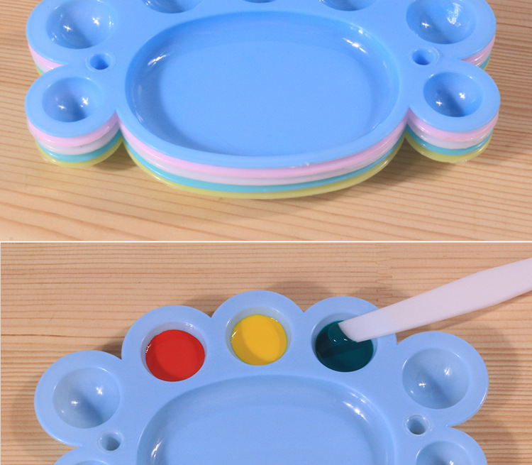小脚丫调色盘 多孔圆形调色盘 颜料配用调色盘 绘画涂鸦调色工具