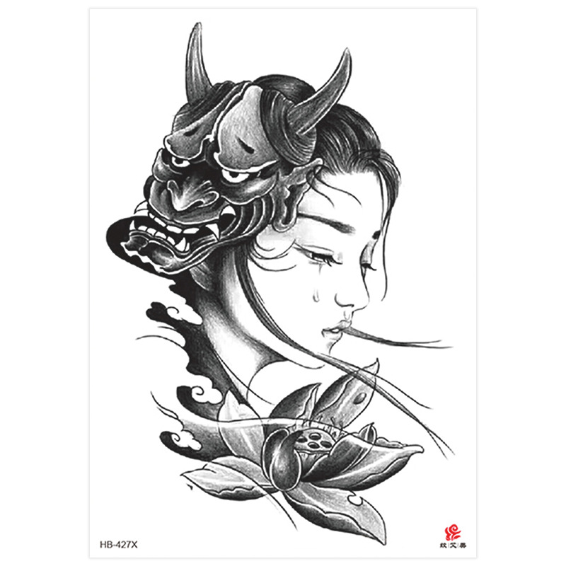 新款防水纹身贴 花臂半臂美女艺伎持久纹身贴纸 网红爆款摆摊热卖