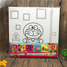 大号30*30趣味涂鸦画 木框水彩画涂色画板 儿童DIY益智玩具板代发