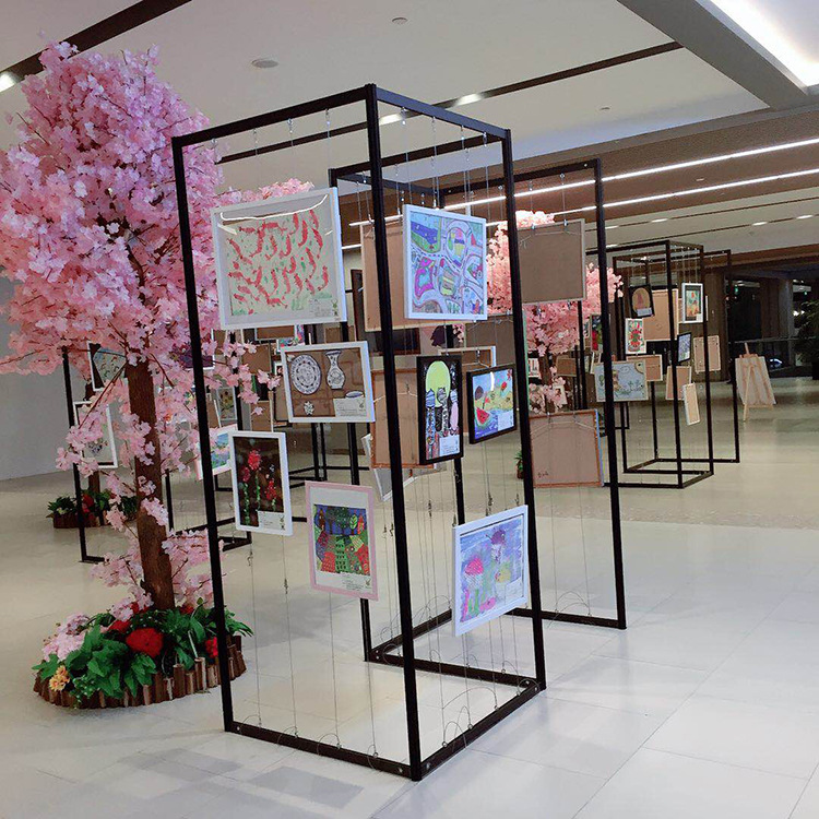 户外画展画架美术器材展架培训班学生作品展示架黑色八棱柱挂画架