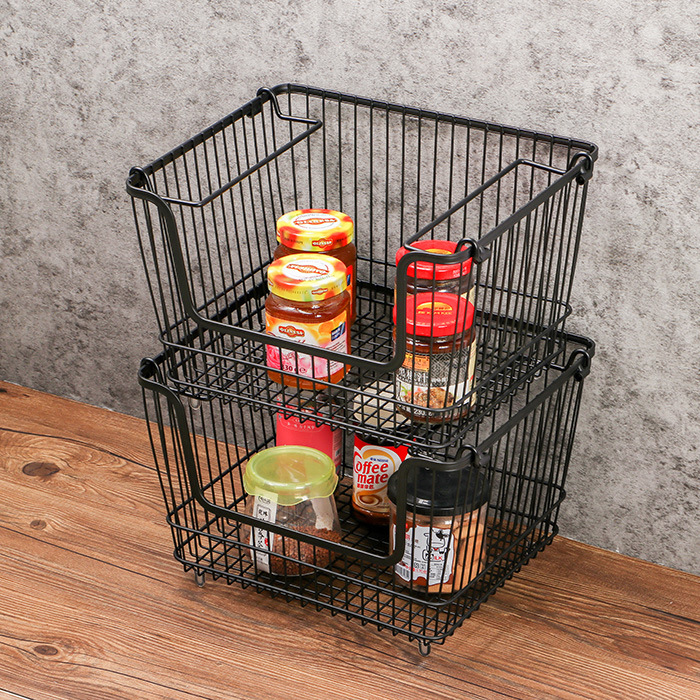 可移动铁艺收纳篮金属桌面置物筐客厅储物篮子厨房杂物蔬菜手提篮