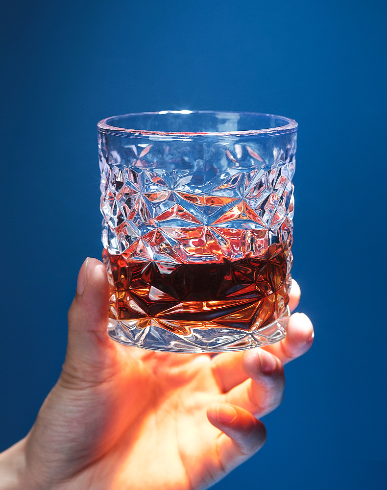 厚重款威士忌酒杯水晶玻璃洋酒杯3d外观粗野型男士酒杯