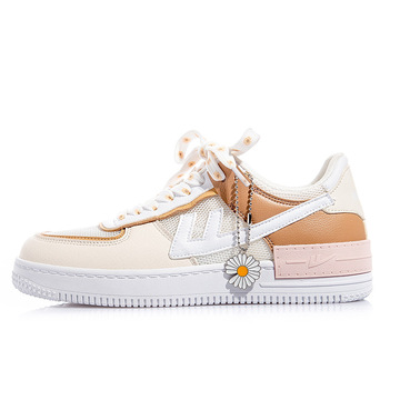 回力ow联名樱花空军一号女aj爆改涂鸦小白鞋低帮运动板鞋662奶油