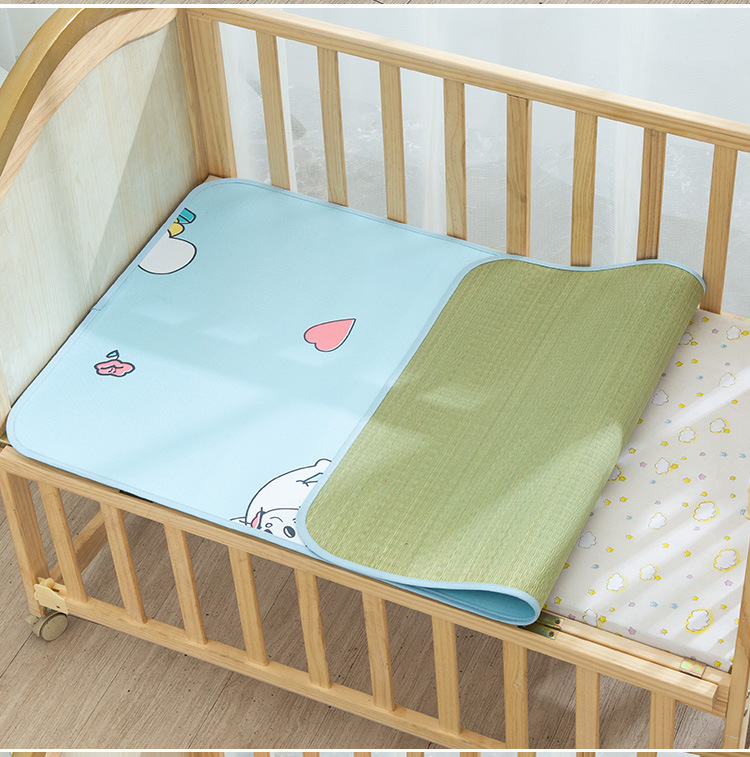 贵园竹艺婴儿凉席夏季冰丝卡通印花3d双面婴童凉席藤席儿童凉席