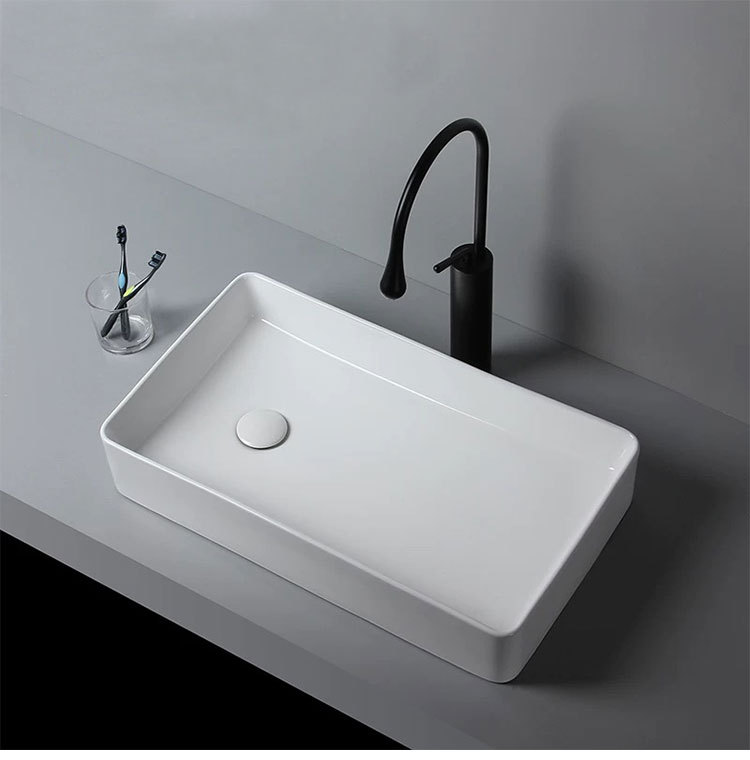 简约洗手盆台上盆左右侧边下水阳台洗衣机上面洗脸盆偏口陶瓷台盆