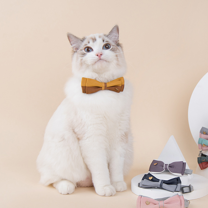 In Stock Wholesale Cat Adjustable Butterfly Bow Tie Two-Tone Combination Cute Dog Collar Dog Harness