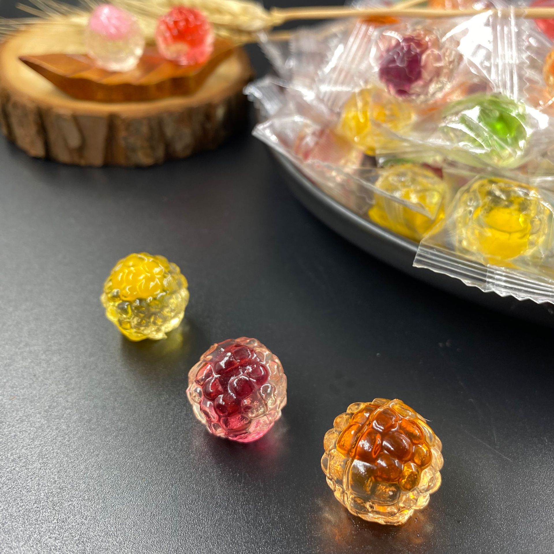 爆浆夹心果汁软糖网红零食水果流心糖芒果水晶多口味休闲零食批发