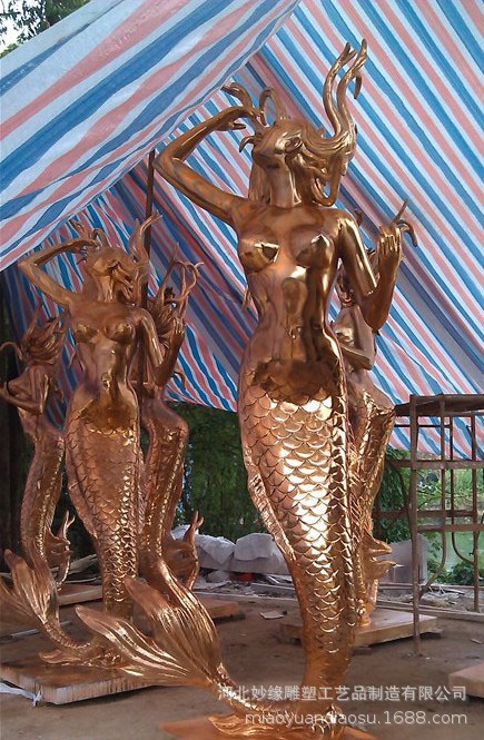 铸铜纯铜仿铜美人鱼人物模型雕塑雕像 夜总会ktv装饰