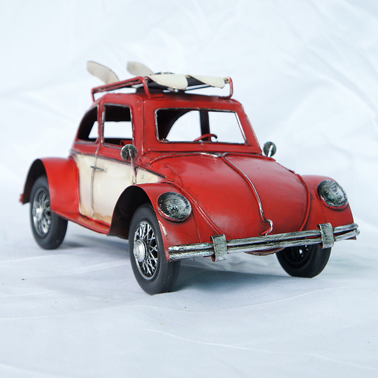 金属工艺品手工复古做旧金属旅行老爷车模型玩具 合金车模8590红