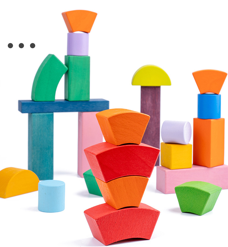 儿童玩具早教彩虹积木12色拱形积木幼儿园益智早教叠叠高趣味玩具