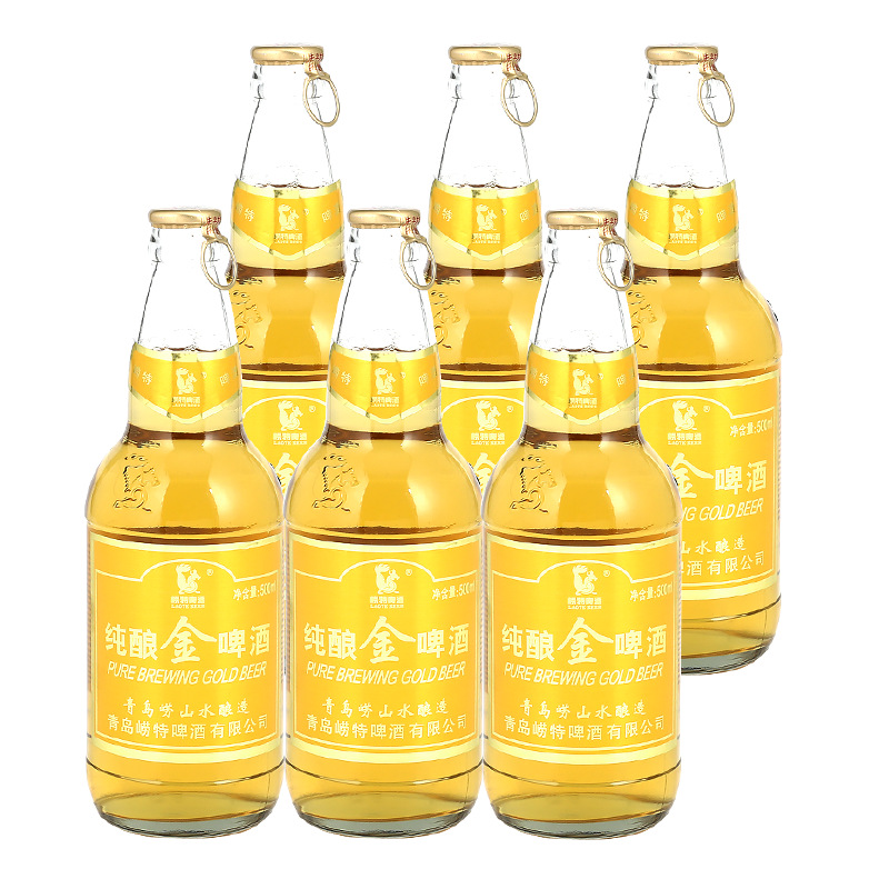 青岛崂特瓶装啤酒整箱 纯酿金啤酒 崂山水精酿啤酒 500ml*6瓶整箱