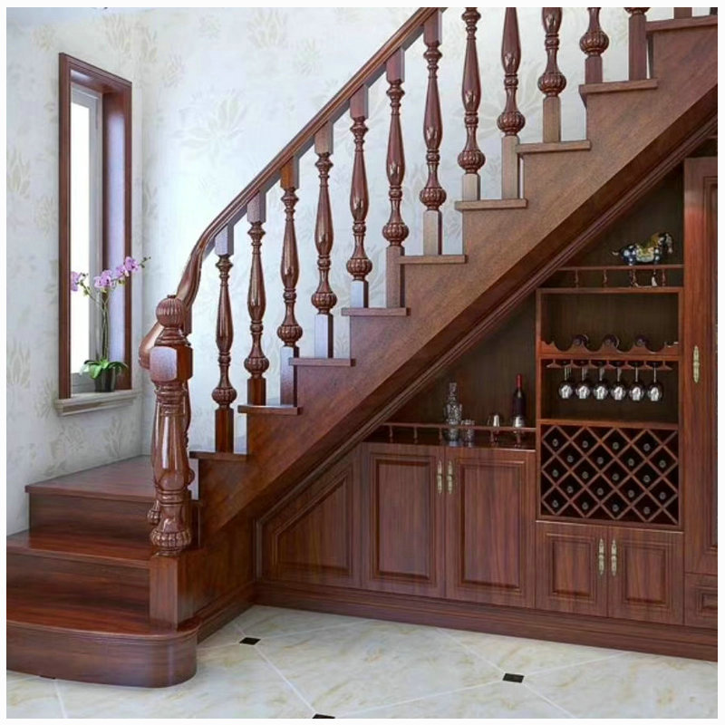 全屋定制实木楼梯设计 室内室外简约楼梯 复式别墅旋转楼梯定做