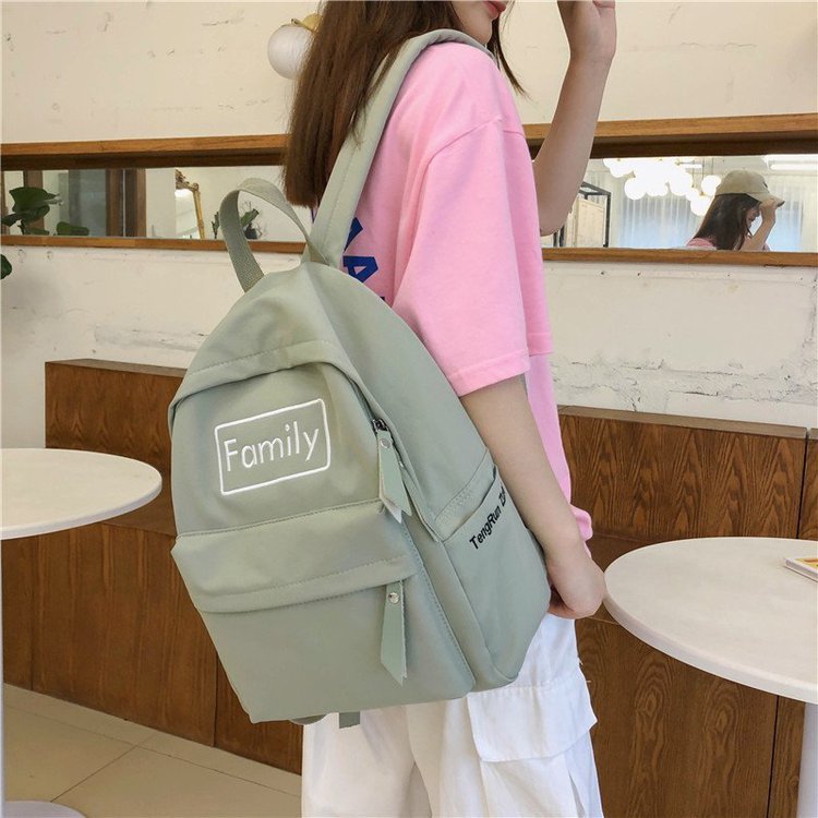 Schoolbag Female Korean Ins Style Vintage Style Girl Student Schoolbag Japanese College Style Soft Girl Embroidered Letter Backpack