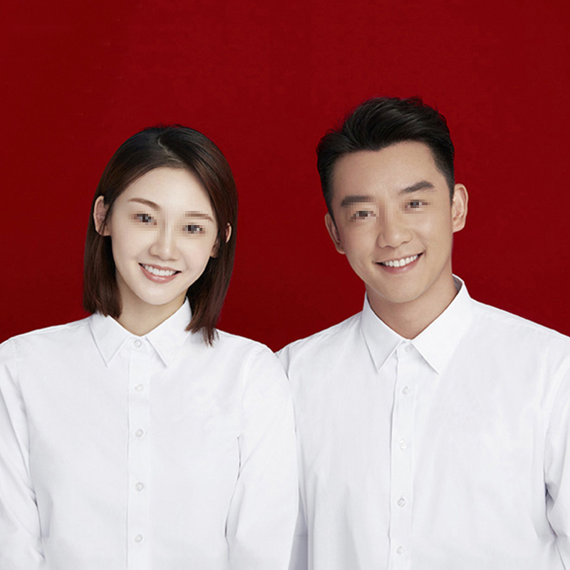 素町结婚登记证件照衬衫男女情侣装牛津纺全棉长袖白衬衣春秋款