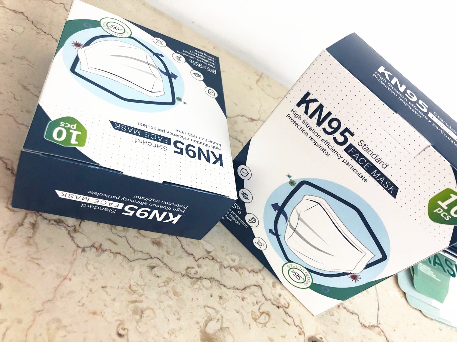 kn95一次性口罩盒子英文 口罩包装盒10个装定制n95彩盒 定制款