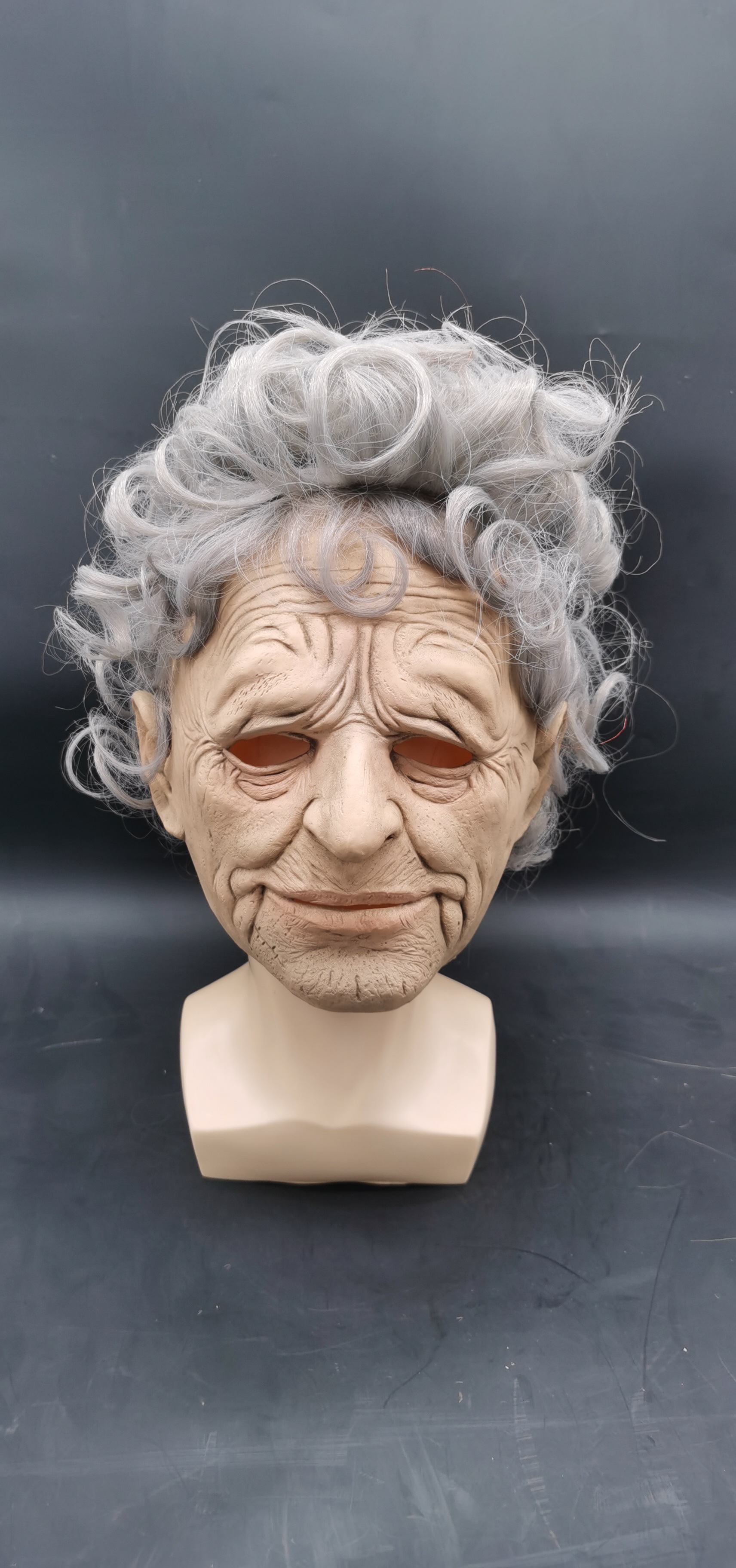 万圣节新品老奶奶乳胶人物面具头套 亚马逊老太婆老人面具