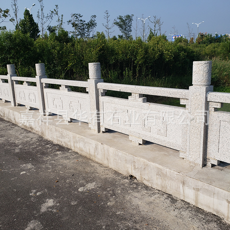 寺庙园林石栏板 河道青石石栏杆护栏 芝麻白花岗岩别墅石栏杆