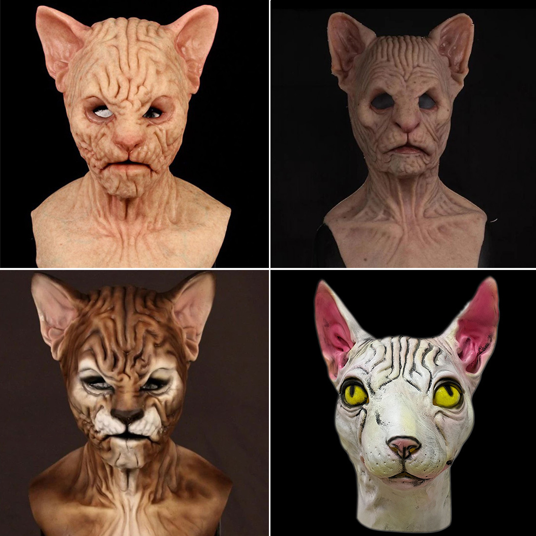 万圣节动物无毛猫面具冷酷猫妖舞会派对面具游戏搞怪派对用品面具