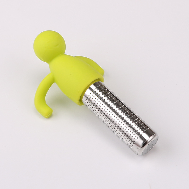 Creative Silica Gel Tea Strainer Tea Making Tools Stainless Steel 304 Tea Strainer Cute Little Man Separated by Tea Dust Lazy Man Tea Infuser