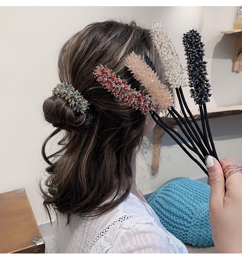 韩式水晶串珠盘发器扎丸子头懒人盘头神器花苞头女蓬松造型器发夹
