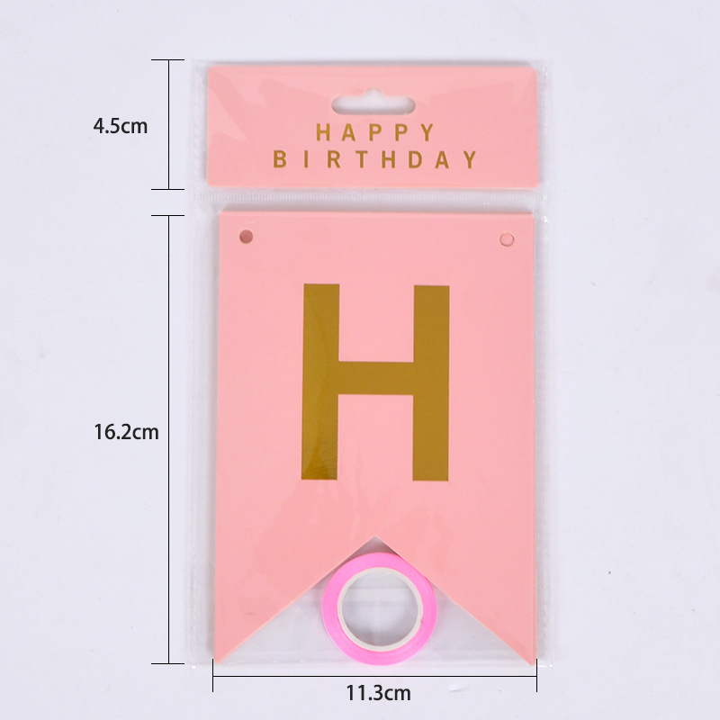 Factory Happy Birthday Banner Pink and Bronze Letter Fishtail Hanging Flag Party Latte Art Hanging Flag Scene Decoration Supplies