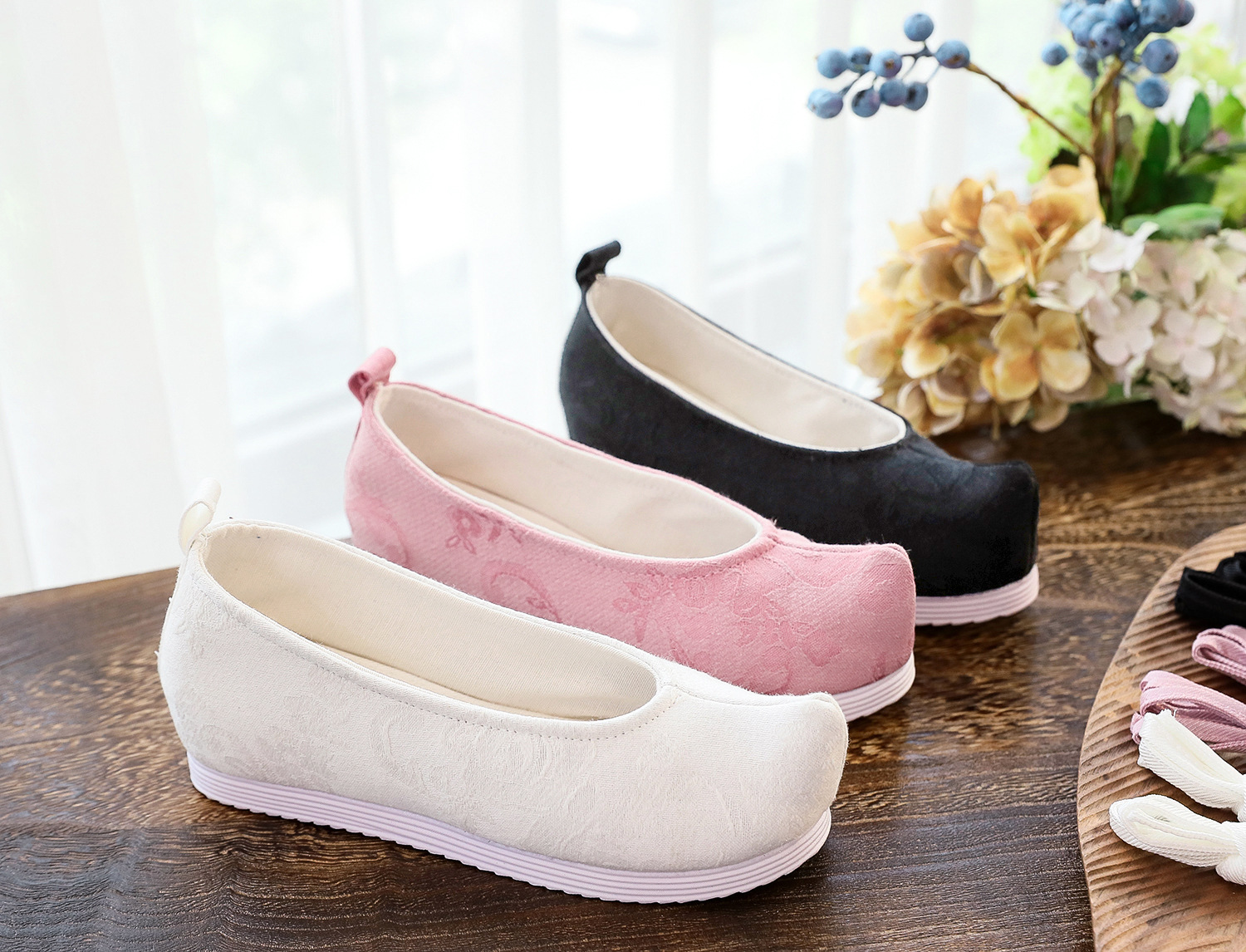 【翘头履】汉元素纯色绣花鞋中国风古装淡雅布鞋 汉服鞋女款