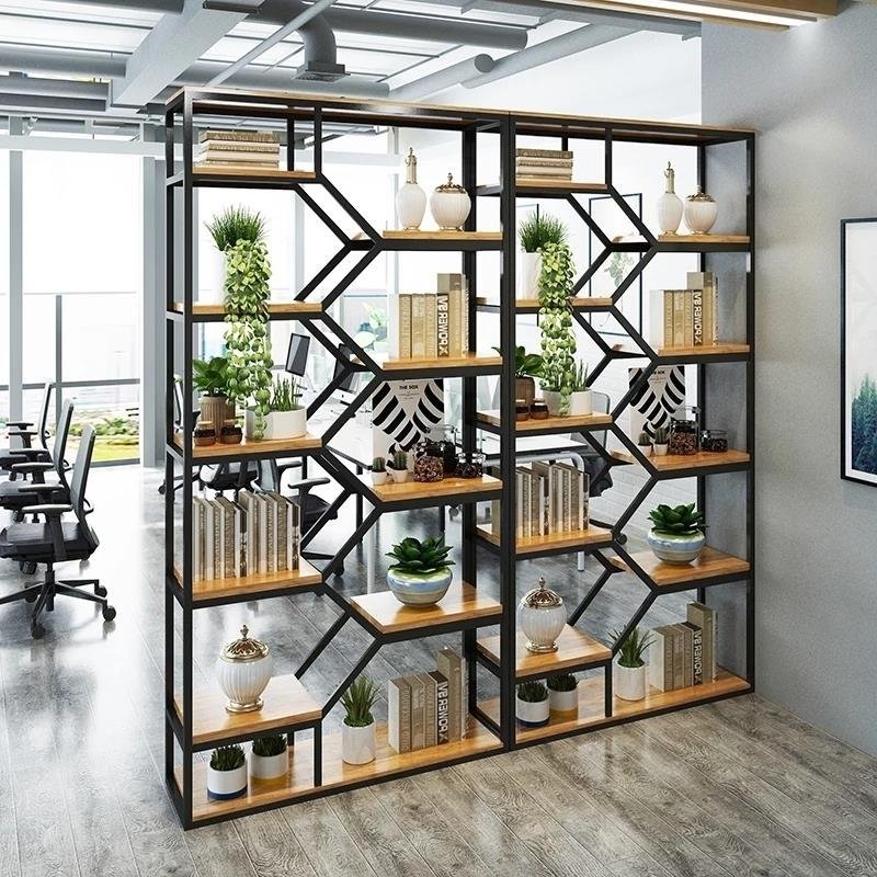 办公室架子隔断铁艺书架置物架客厅落地屏风简易多层隔板靠墙架