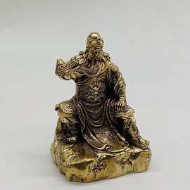 东莞破铜出品纯铜坐姿武财神摆件家居黄铜关公神像工艺礼品