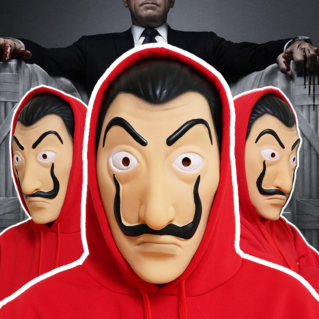 爆款纸钞屋纸牌屋纸房子la casa de papel达利dali周边乳胶面具