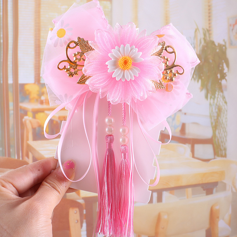 New Children's Hairpin Ornament Big Bow Ribbon Hairpin Wholesale Antique Accessories Hairpin Children's Day Gift