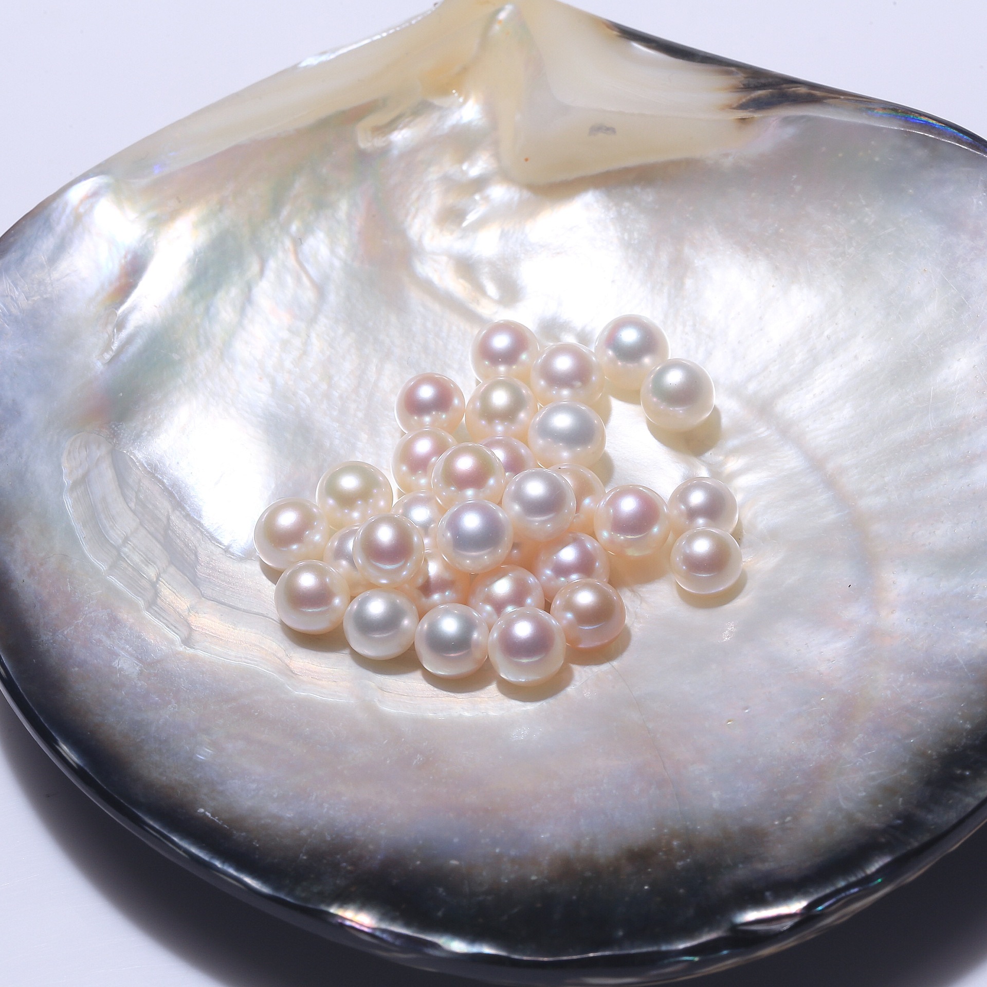 diy散珠 诸暨山下湖6-7mm淡水圆形珍珠产地裸珠颗粒珠半孔珠