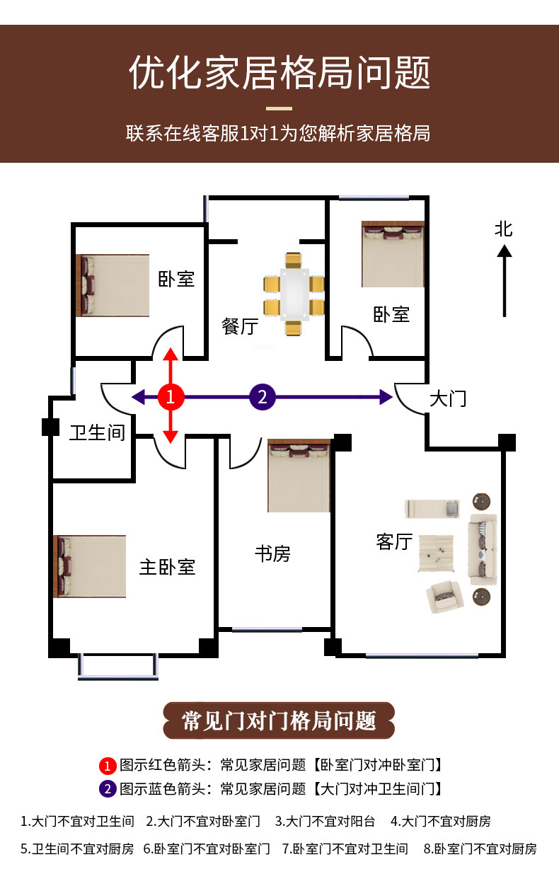 纯桃木实木门帘葫芦珠帘入户门对厕所卫生间过道挂吊帘风水帘辟邪