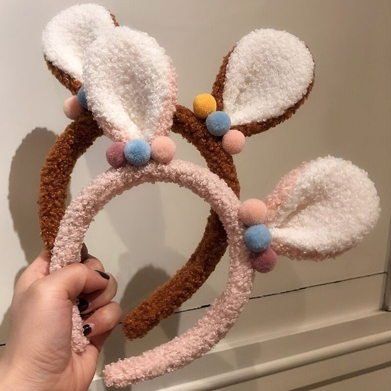 网红兔耳朵 发箍可爱化妆洗脸发带头饰毛绒兔子 可爱动人明星同款