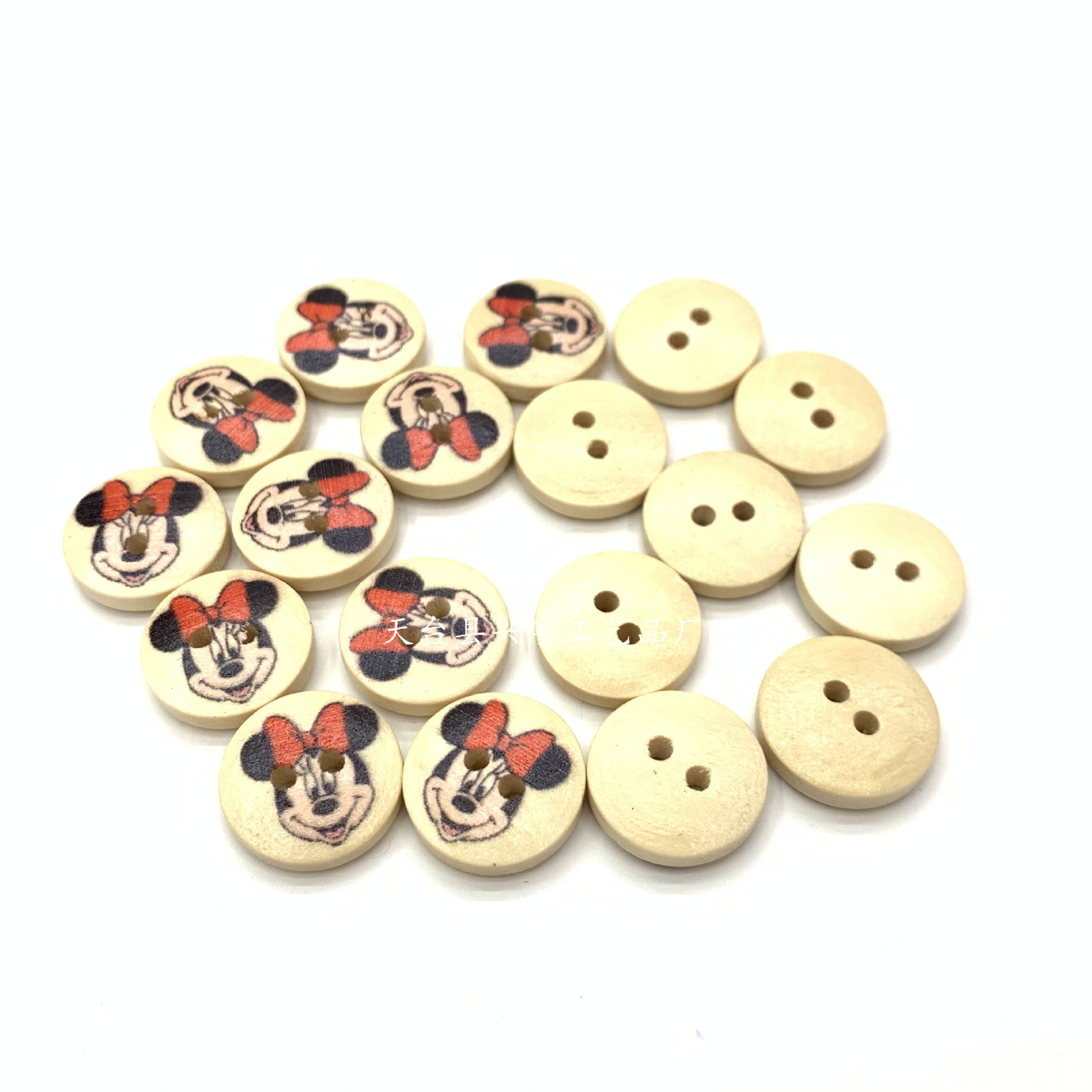 卡通米老鼠圆形扣子 diy创意彩色印花木质纽扣童装服饰材料