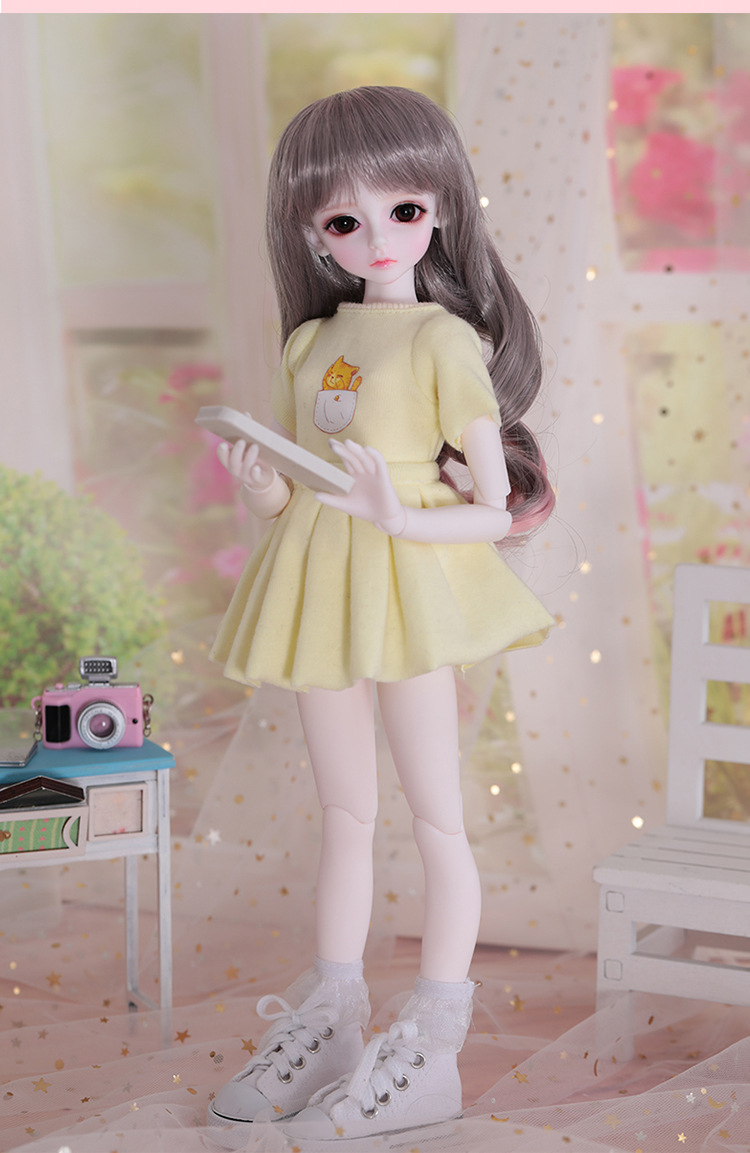 bjd娃娃 bory 4分 sd娃娃 衣服 黄色裙子套装 娃衣 动漫娃娃 礼物
