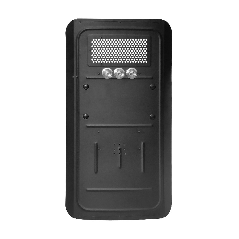 手持闪光灯铝合金防暴盾牌带喊话器安保防砍防护盾牌保安防身装备