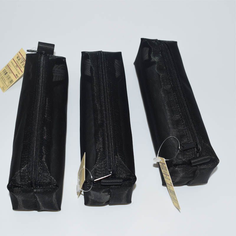 学生考试笔袋透明网纱无印收纳袋日本良品文具袋简约铅笔袋化妆袋