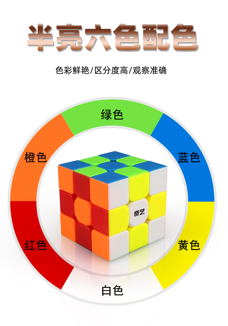 奇艺启蒙plus三阶加大魔方顺滑专用套装儿童初学者幼儿园玩具