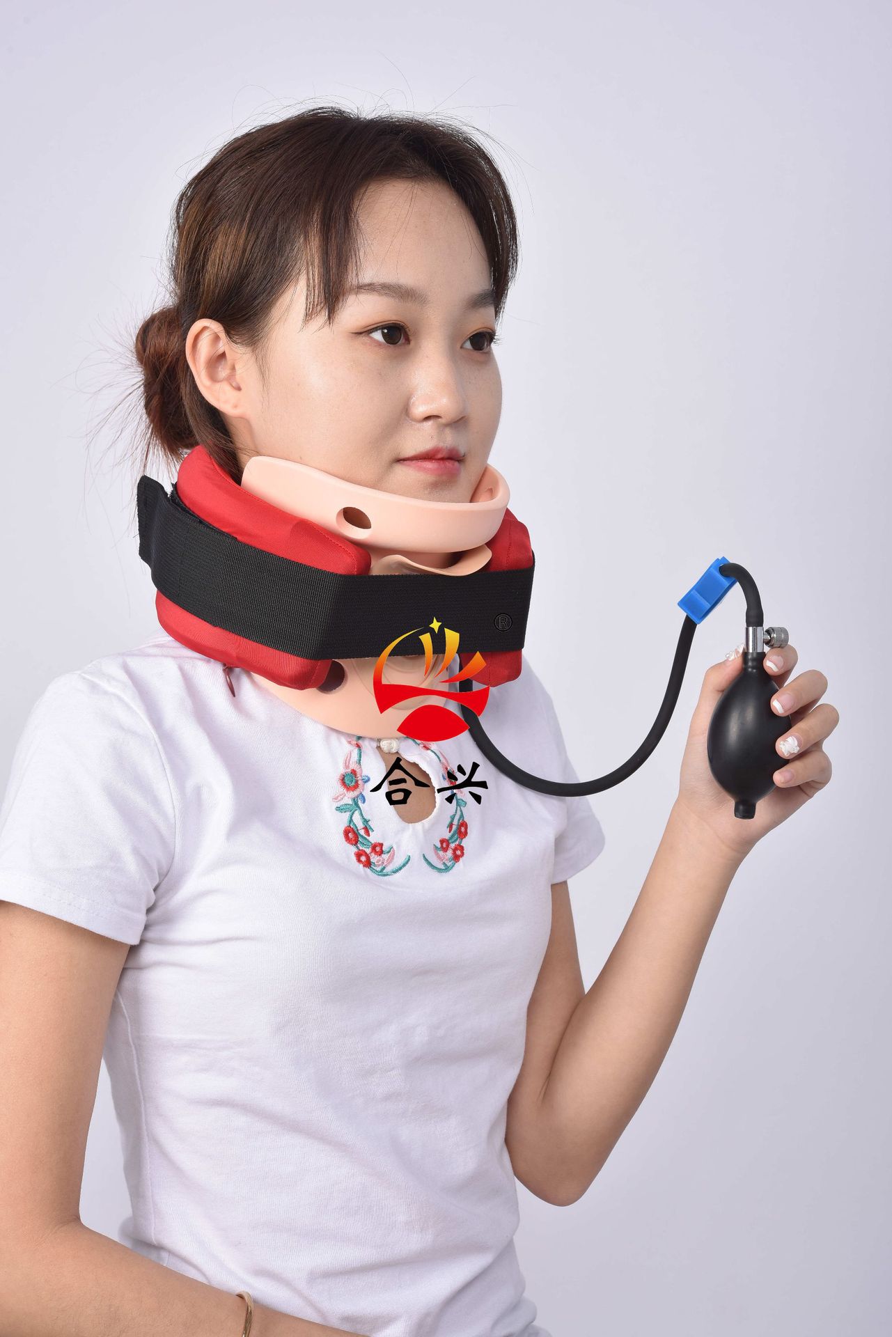 充气颈托分体式颈托围领颈部支具护颈颈椎固定支具升降颈托