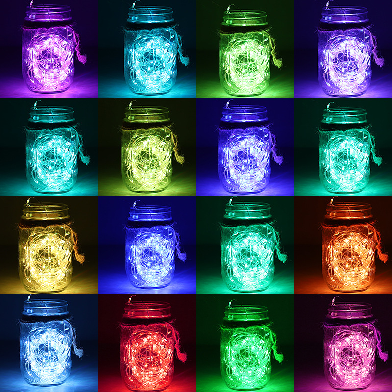 跨境新款16色变色铜丝灯铜线灯串遥控防水户外花园装饰圣诞彩灯