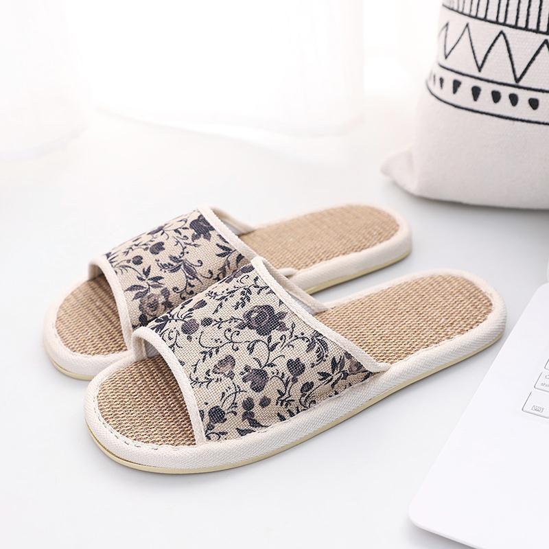 Linen-like Slippers Women's Summer Home Slippers Indoor Couple Breathable Platform Men's Slippers Summer Night Market Hot Sale