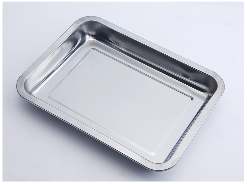不锈钢托盘长方形盘子家用方盘商用快餐盘烤鱼烧烤铁托盘蒸盘