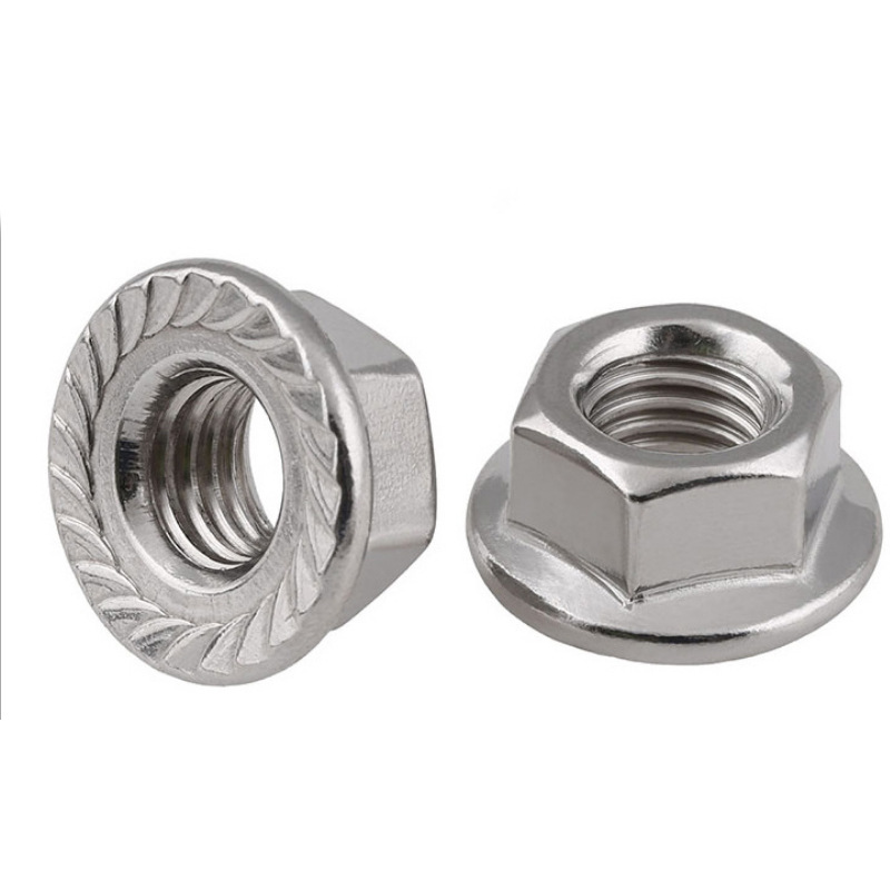 供应批发不锈钢法兰防松螺母螺帽六角螺母金属法兰自锁螺母钢片