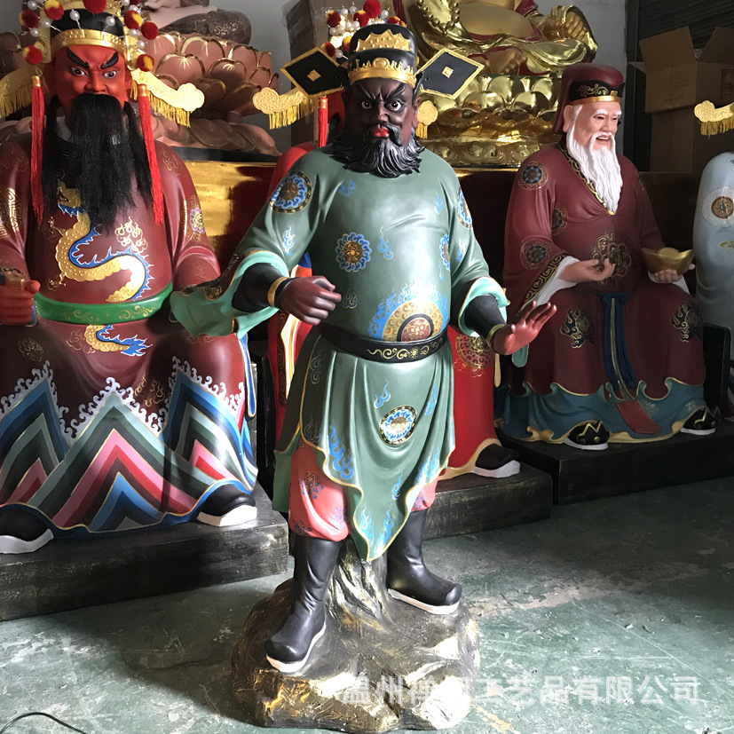 道教宫殿杨府三圣杨府爷神像 地方神彩绘白马爷雕塑定制