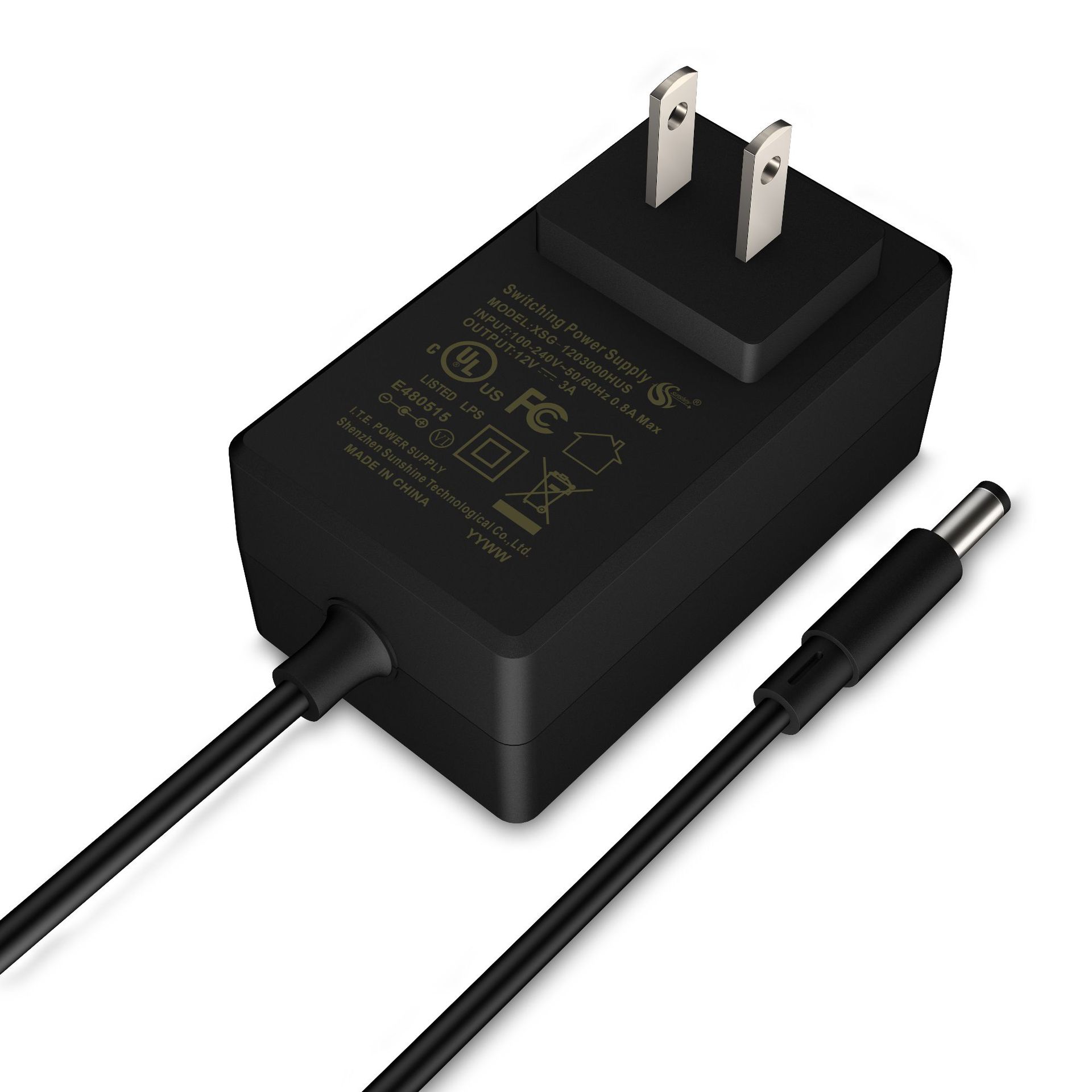 新款现货12v2a/3a美规电源适配器36w电源ul/fcc认证监控 开关电源