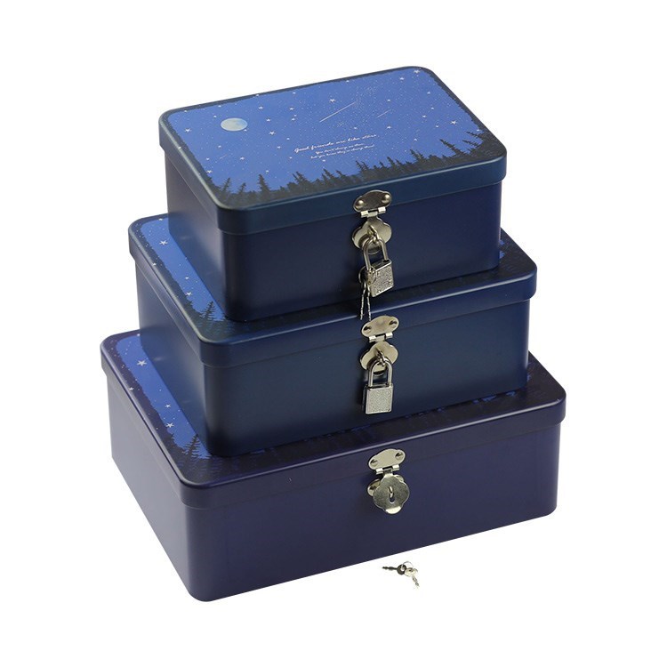 有锁加密同学录铁盒子盒装铁盒带锁小箱子收纳百宝箱儿童文具